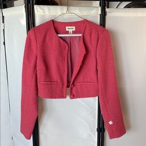 Textured Cropped Pink Women's Blazer
